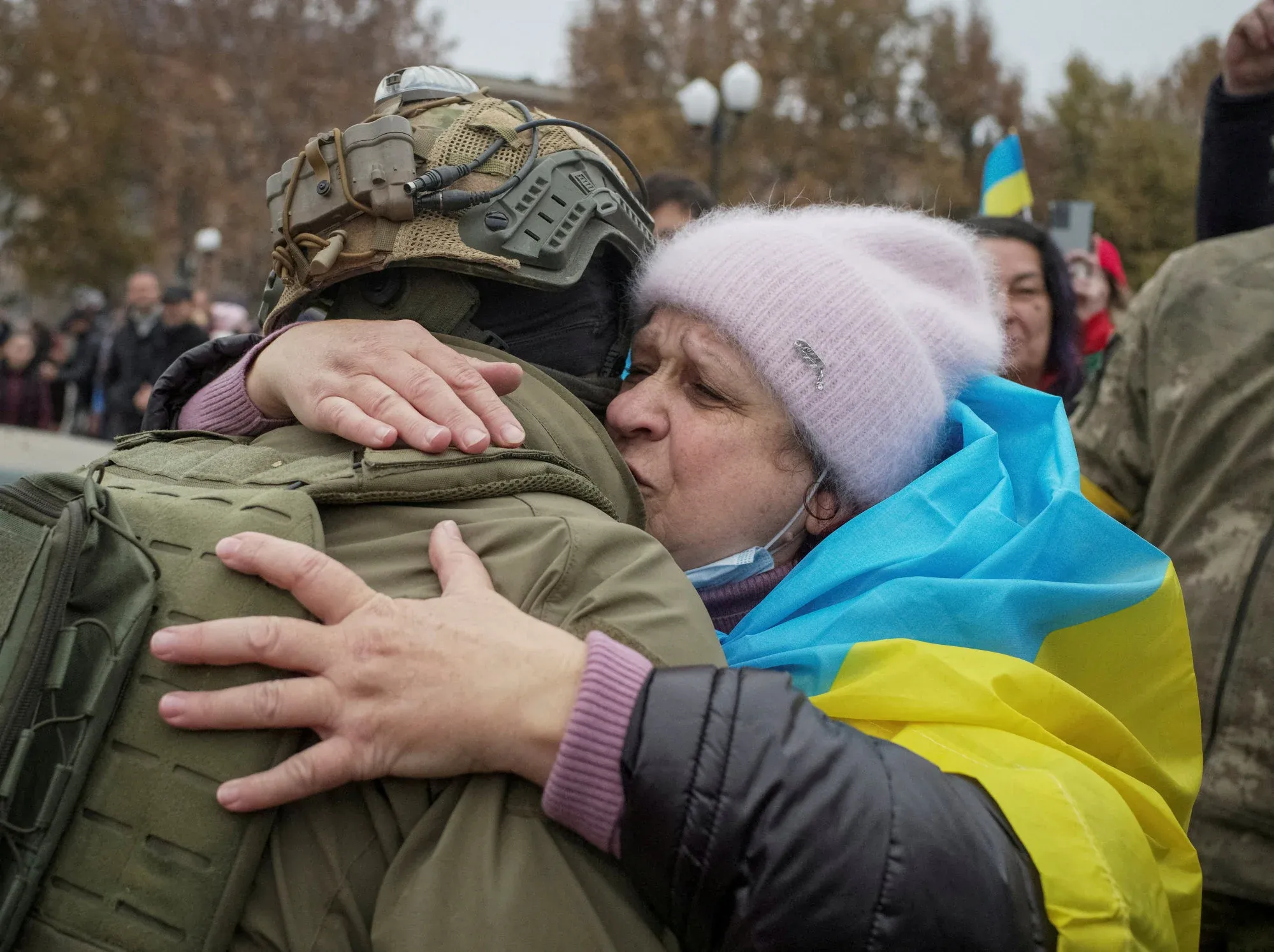 Soldier Civilian Hug
